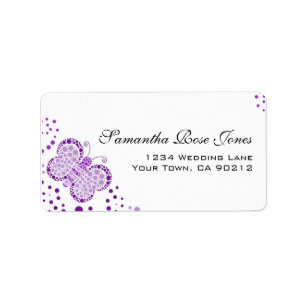 Lila White Butterfly Pointillism-Custom-Adresse Adressaufkleber