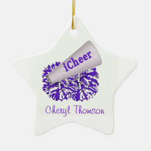 Lila & White Cheerleader Star Ornament