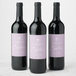Lila White Cross Girl Baptisse Weinetikett