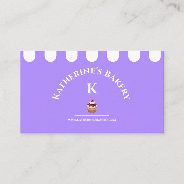 Lila White Eleganery Bäckerei Business Card Visitenkarte (Vorderseite)