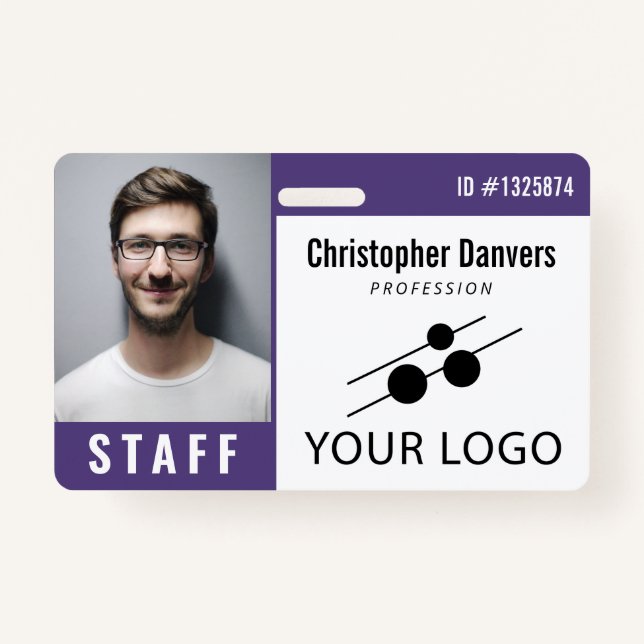 Lila White Employee ID Foto & Large Logo Ausweis (Vorderseite)