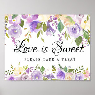 Lila White Floral Wedge Dessert Bar Sign Poster