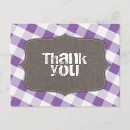 Lila & White Gingham Leinwand Danke Postcards Postkarte