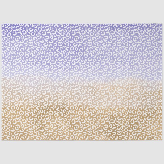 Lila White Gold Ombre Leopard Print Seidenpapier (Vorderseite)