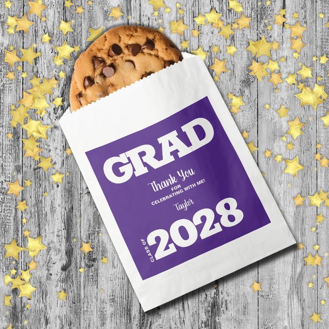 Lila White Graduation Party Gunst Bag Geschenktütchen (Purple and White Graduation Party Treat Favor Bags)