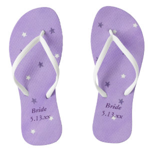 Lila White Stars Lavender Bride Wedding FlipFlop