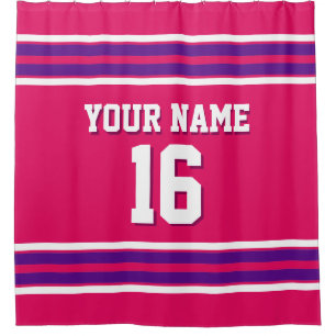 Lila White Stripes Sports Jersey Duschvorhang