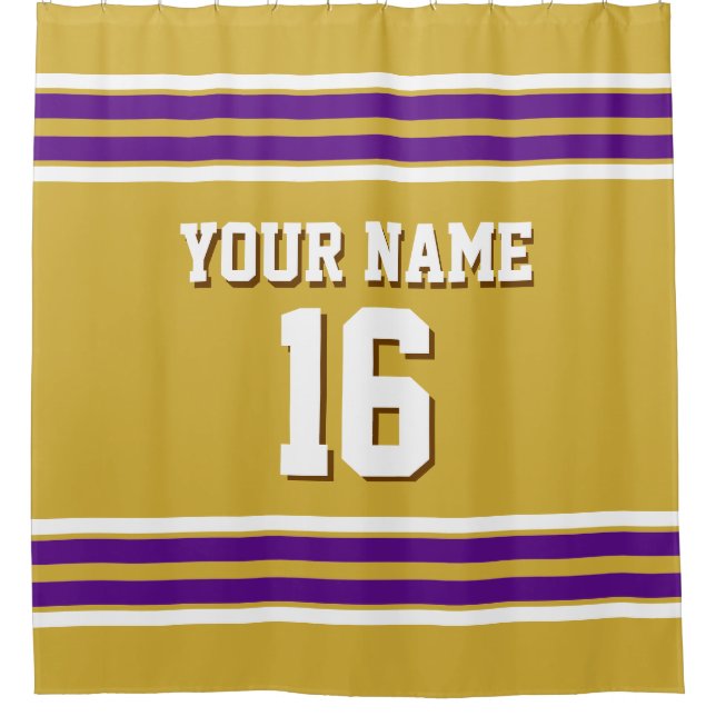Lila White Stripes Sports Jersey Duschvorhang (Vorderseite)