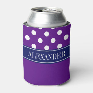 Lila Wht LG Punkte CB Navy Name Monogramm Dosenkühler