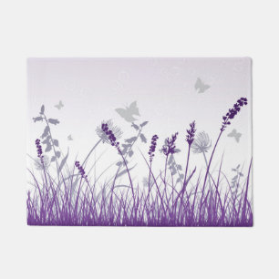 Lila Wiese und Butterfly Fußmatte