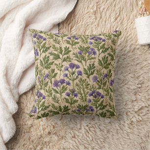 Lila Wild Asters botanisch Kissen