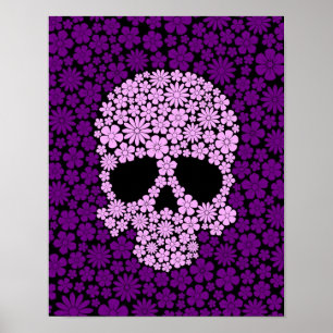 Lila wild lebende Blume Schädel Poster