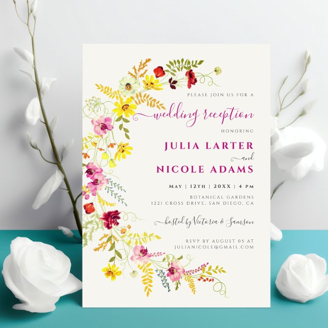 Lila Wild Orchid Blume Wreath Hochzeitsempfang Einladung (Von Creator hochgeladen)