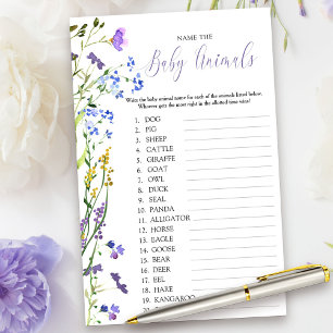 Lila Wildblume Baby Animal Name Quiz Game