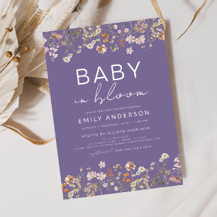 Lila Wildblume Baby in Bloom Baby Dusche Einladung