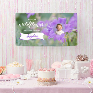 Lila Wildblume Benutzerdefiniertes Baby-Foto Alles Banner