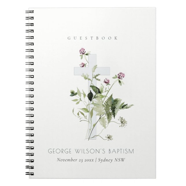 Lila Wildblume Blumentaufen Gästebuch Notizblock (Vorderseite)