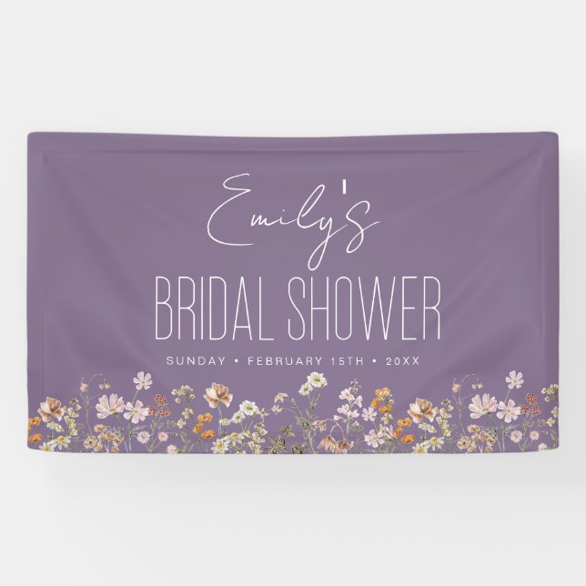 Lila Wildblume Boho Brautparty Banner (Horizontal)