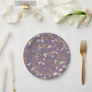 Lila Wildblume Boho Wedding in Bloom Garden Pappteller