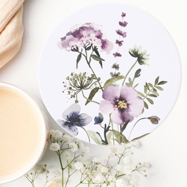 Lila Wildblume Bouquet Getränkeuntersetzer (In situ)