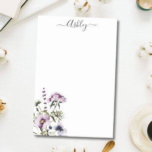 Lila Wildblume Bouquet Post-it Klebezettel