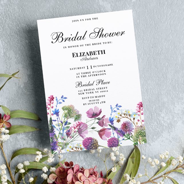 Lila Wildblume Brautparty Einladung (Pink lavender purple wildflower Bridal Shower)
