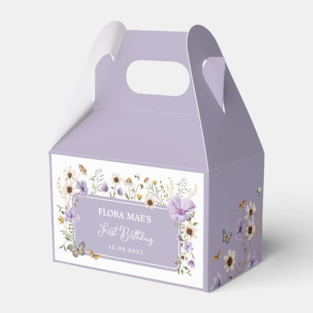 Lila Wildblume Butterfly Garden Geburtstag Geschenkschachtel (Vorderseite)