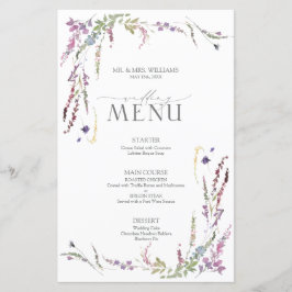 Lila Wildblume Calligraphy Wedding Menu