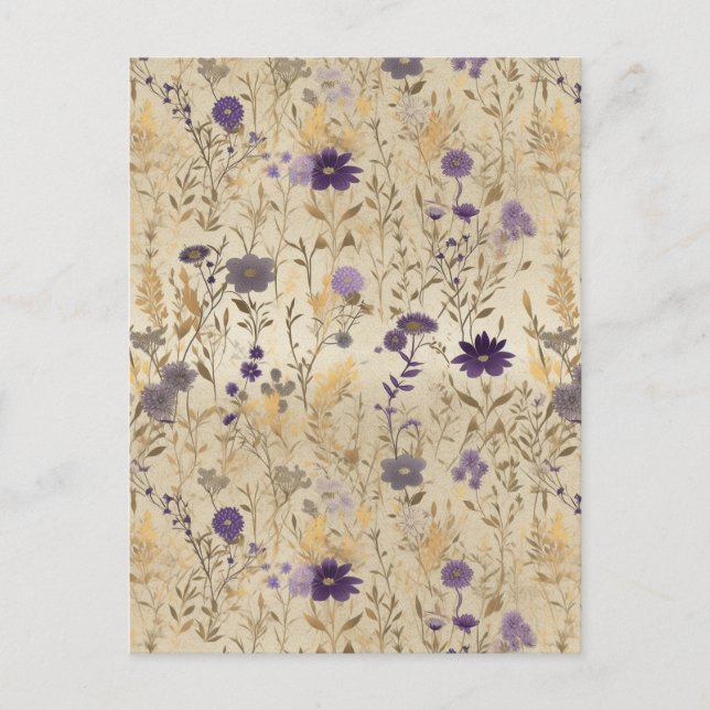 Lila Wildblume Chiyogami Postkarte (Vorderseite)