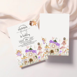 Lila Wildblume Fairy 1. Geburtstag Einladung