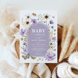Lila Wildblume Garden Baby in Blütendusche Einladung