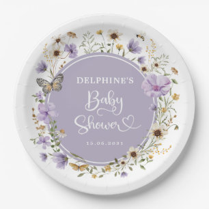 Lila Wildblume Garden Baby in Blütendusche Pappteller
