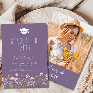 Lila Wildblume Graduation Party Boho Einladung