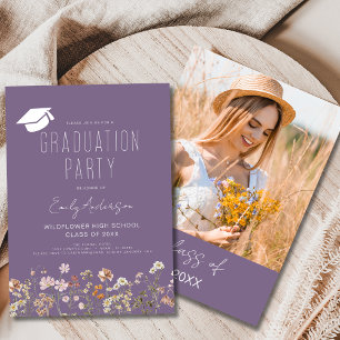 Lila Wildblume Graduation Party Boho Einladung