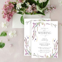 Lila Wildblume Kalligraphie Hochzeit