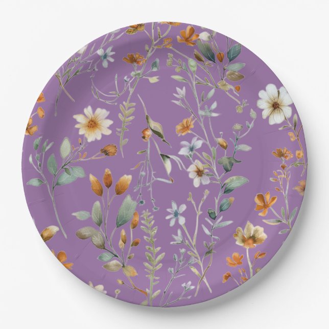 Lila Wildblume moderne Teller (Vorderseite)