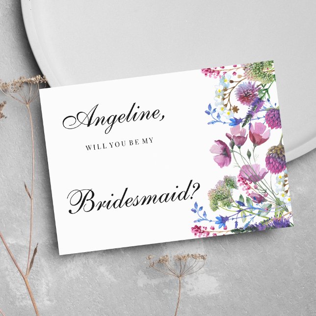 Lila Wildblume Pink Lavendel Sommer Braumaid Einladung (Pink lavender purple wildflower summer Bridesmaid )