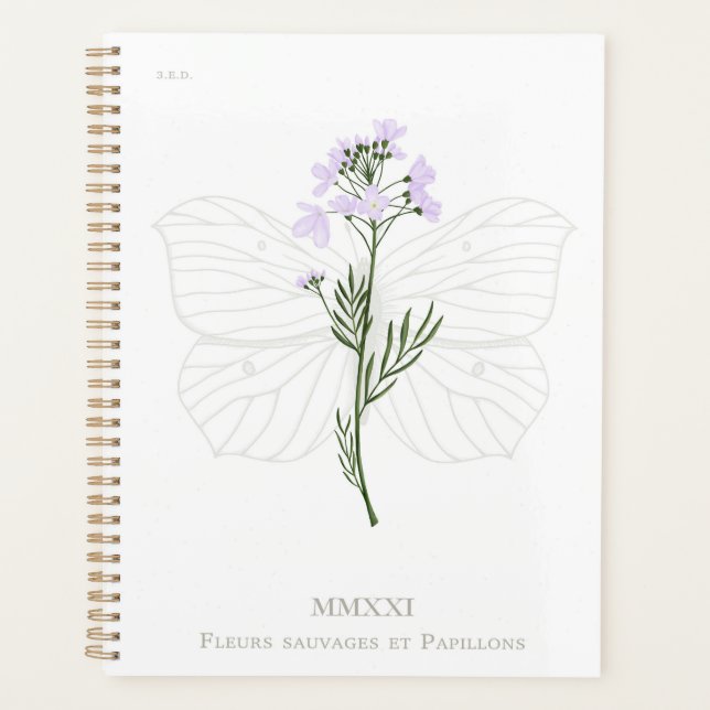 Lila Wildblume und Brillenschmetterling Planer (Vorderseite)