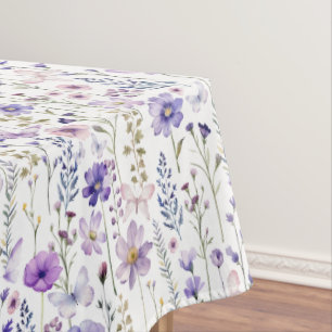 Lila Wildblume und Schmetterlingsmuster Tischdecke