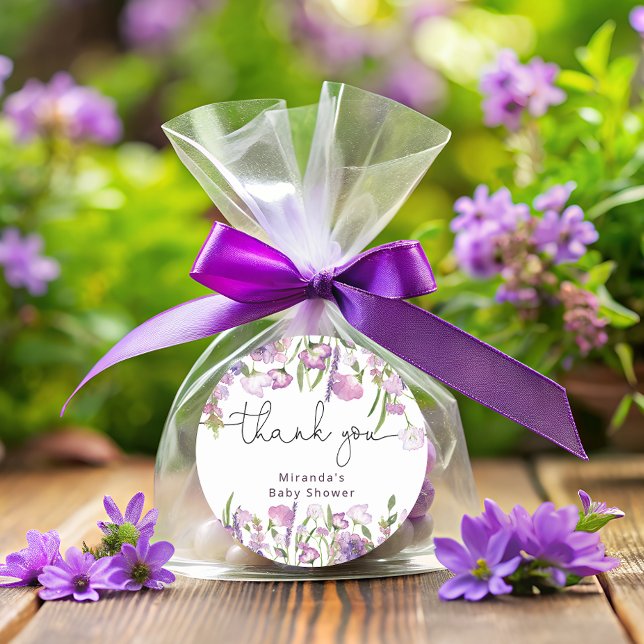 Lila Wildblume Vielen Dank für den klassischen Run Runder Aufkleber (Von Creator hochgeladen)