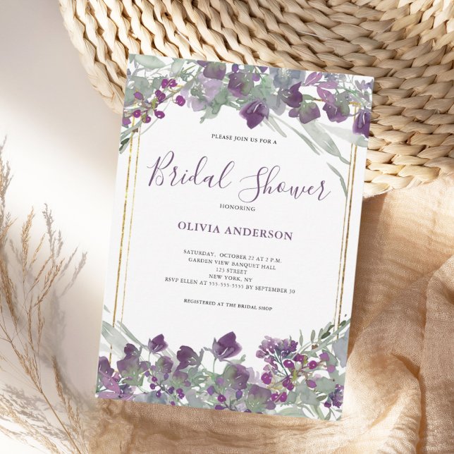 Lila Wildblume Wasserfarben-Brautparty Einladung (Von Creator hochgeladen)