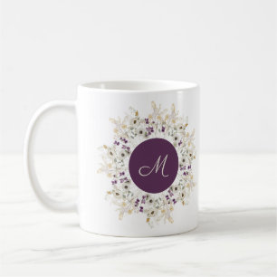 Lila Wildblumen-Blumenmonogramm Kaffeetasse