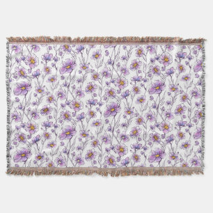 Lila Wildblumen-Botanikmuster-Design Decke