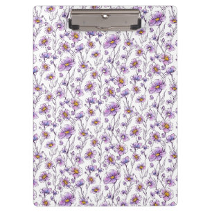 Lila Wildblumen-Botanikmuster-Design Klemmbrett