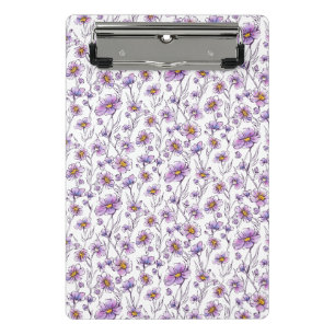 Lila Wildblumen-Botanikmuster-Design Mini Klemmbrett