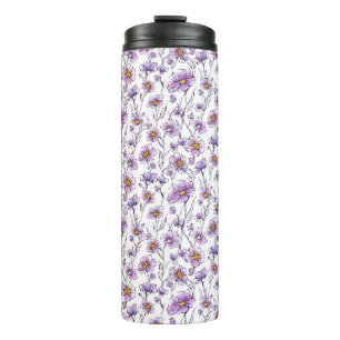 Lila Wildblumen-Botanikmuster-Design Thermosbecher