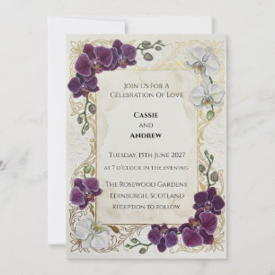 Lila Wildblumen Botanische Hochzeit Einladung