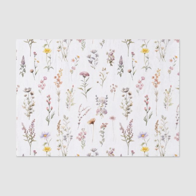 Lila Wildblumen Brautparty Boho Floral Seidenpapier (Vorderseite)