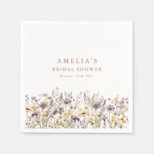 Lila Wildblumen - Brautparty für die Grenzen Serviette