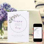 Lila Wildblumen Einfach glücklicher Muttertag Karte<br><div class="desc">Glückliche Muttertagskarte mit einem einfachen Kranz lila Wildblumen und süßer Typografie. Gemütliches und schlichtes Design mit sanfter Farbpalette lila und grün. Sie haben die Möglichkeit,  den Gruß auf der Vorderseite zu bearbeiten,  und das Innere ist leer,  damit Sie personalisieren können,  wie Sie möchten.</div>